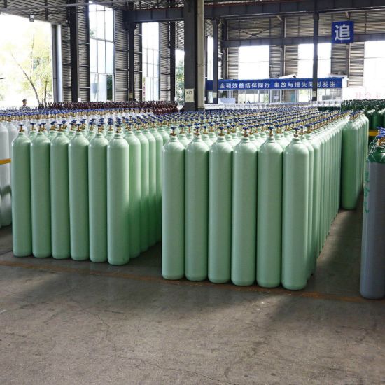 46.7L 200bar ISO Tpedhigh Pressure Vessel Seamless Steel Oxygen Gas Cylinder